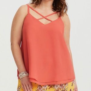 Torrid orange strappy chiffon swing cami
